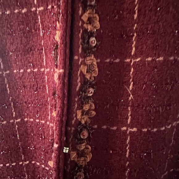 Susan Graver Style burgundy with floral trim blazer jacket size M - Picture 5 of 8